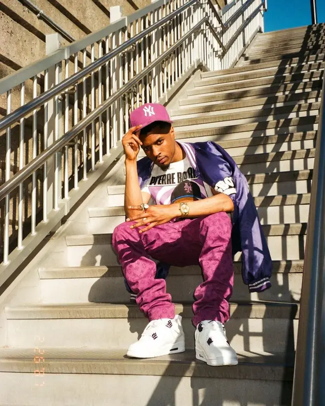 Pierre Bourne outfit in Louis Vuitton, Jordan, and Jae Tips, 2022