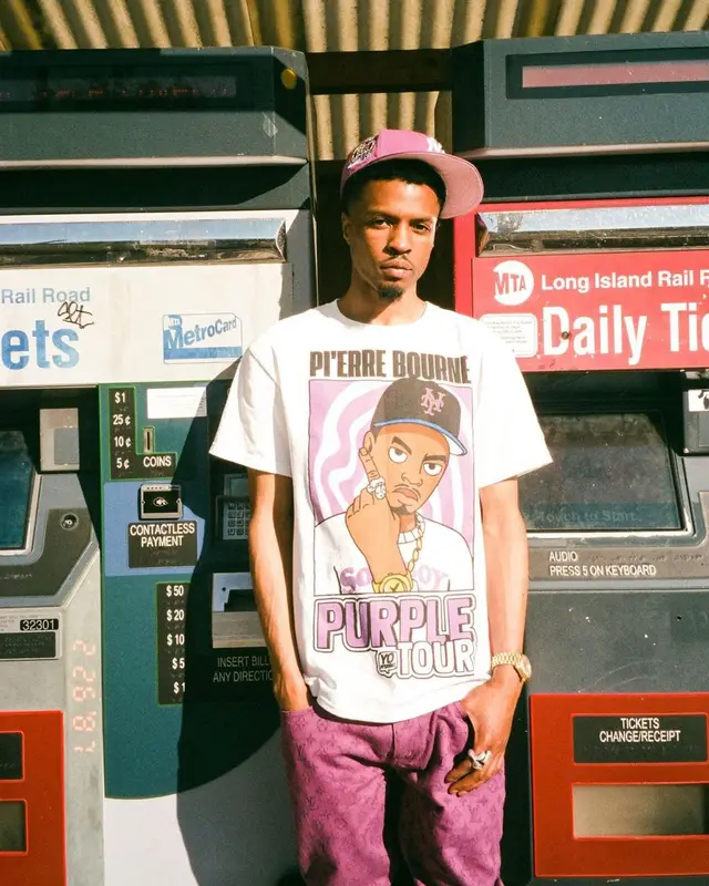 Pierre Bourne outfit in Louis Vuitton, Jordan, and Jae Tips, 2022