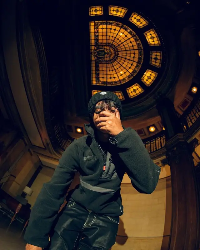 Yung Fazo outfit in Alyx, B.B. Simon, and Moncler, 2022