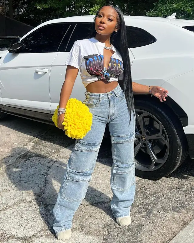 Jayda Wayda outfit in Pretty Little Thing, Bottega Veneta, and Marni, 2022