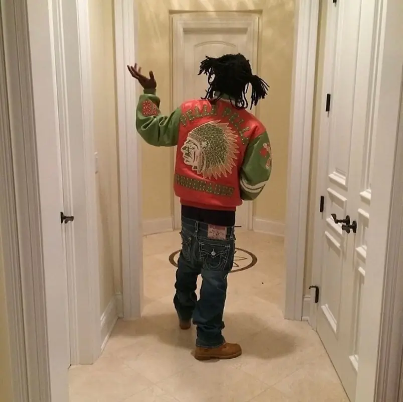 Chief Keef outfit in Pelle Pelle, True Religion, and Timberland, 2016