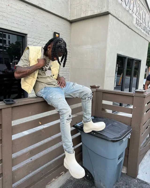 Polo G outfit in Bottega Veneta, Celine, and Amiri, 2022