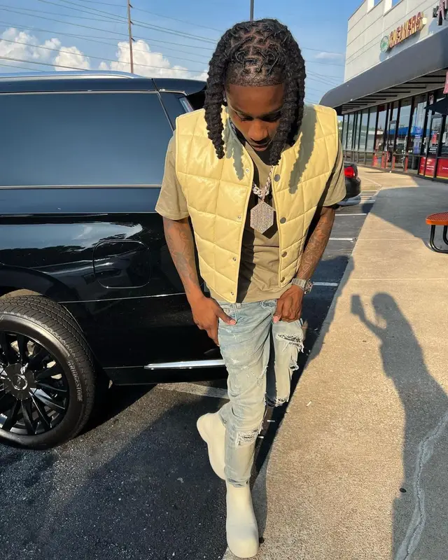 Polo G outfit in Bottega Veneta, Celine, and Amiri, 2022
