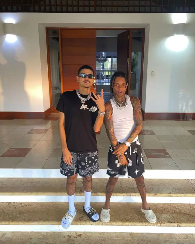 Swae Lee outfit in Calvin Klein, Purple Brand, and Gucci, 2022