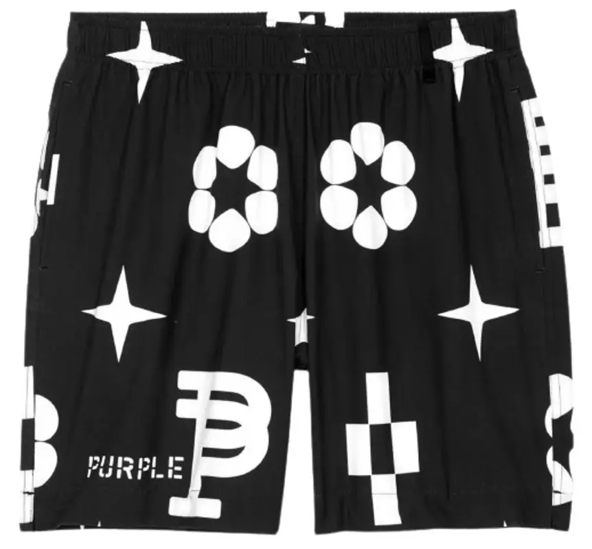 Purple Brand P504 Black Monogram All-Around Shorts $210