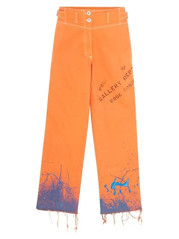 Lanvin Buttoned Orange Splashed Detail Distressed Jeans $1028