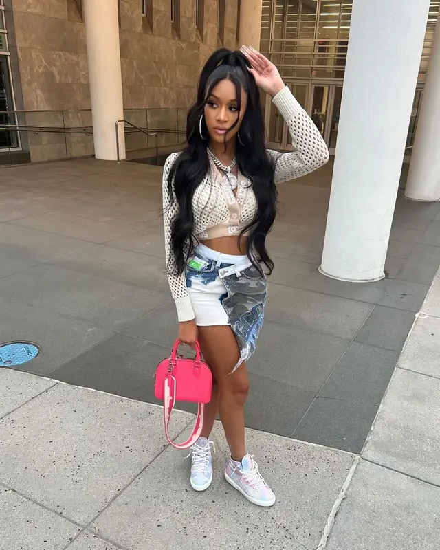 Lakeyah outfit in GCDS, Chanel, and Louis Vuitton, 2022