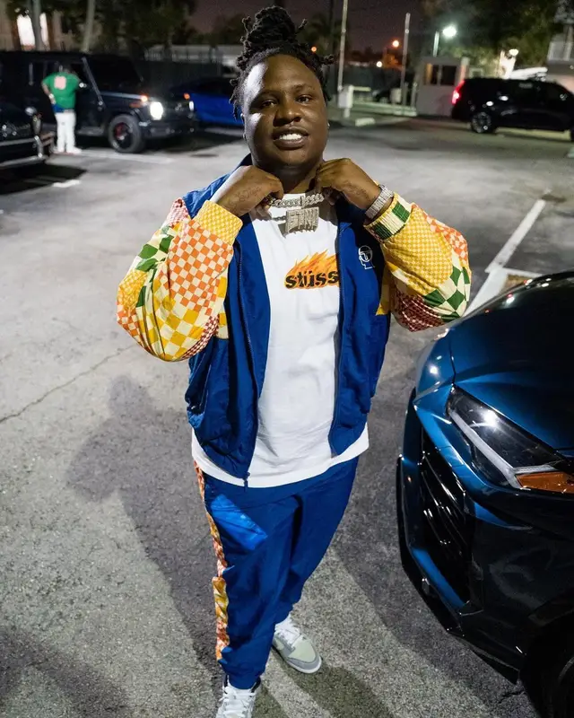 Tay Keith outfit in Brain Dead, Stussy, and Sergio Tacchini, 2022