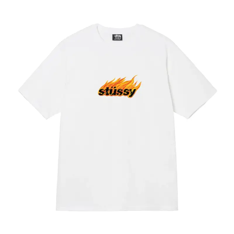 Stussy White Flames T-Shirt $47