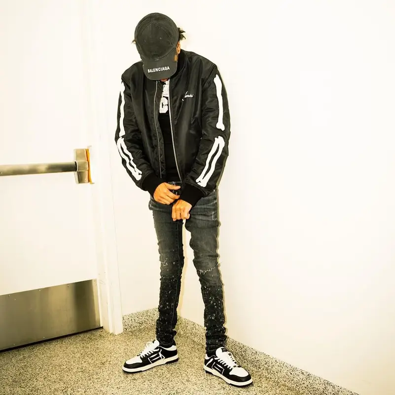 Lil Poppa outfit in Amiri, 2022
