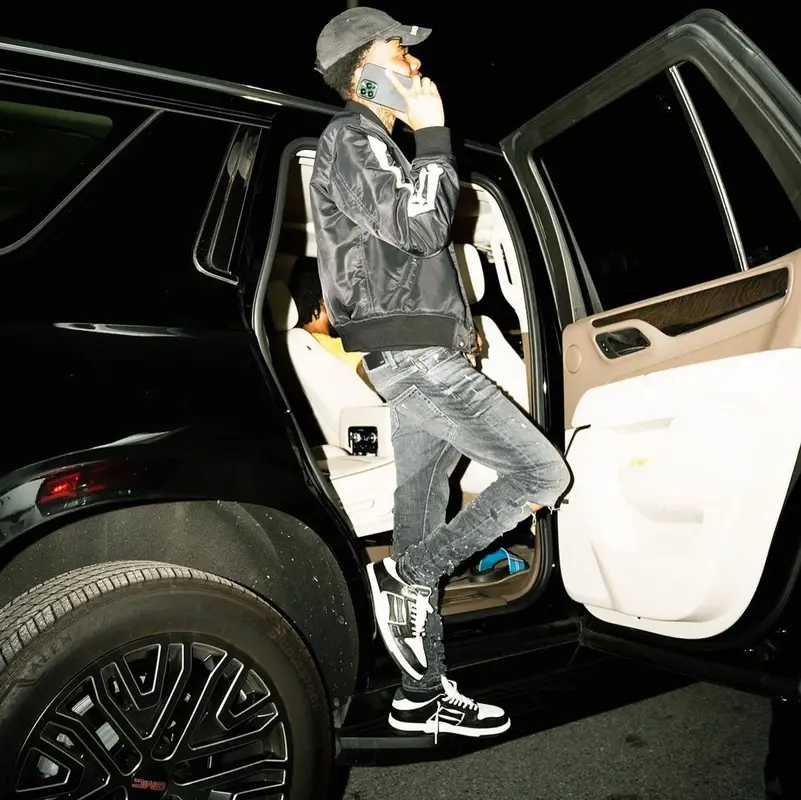 Lil Poppa outfit in Amiri, 2022