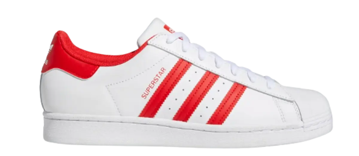 Adidas Vivid Red Superstars Sneakers $100