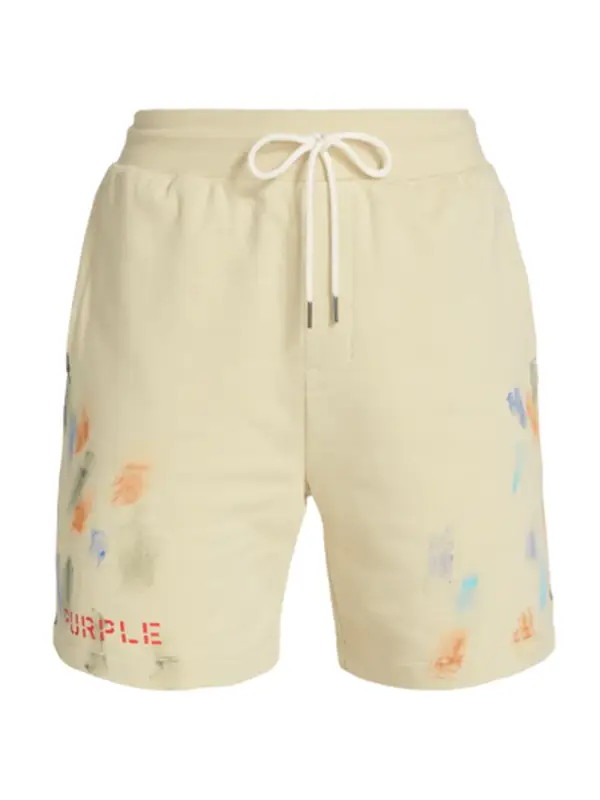 Purple Brand French Terry Paint Stencil Shorts $200