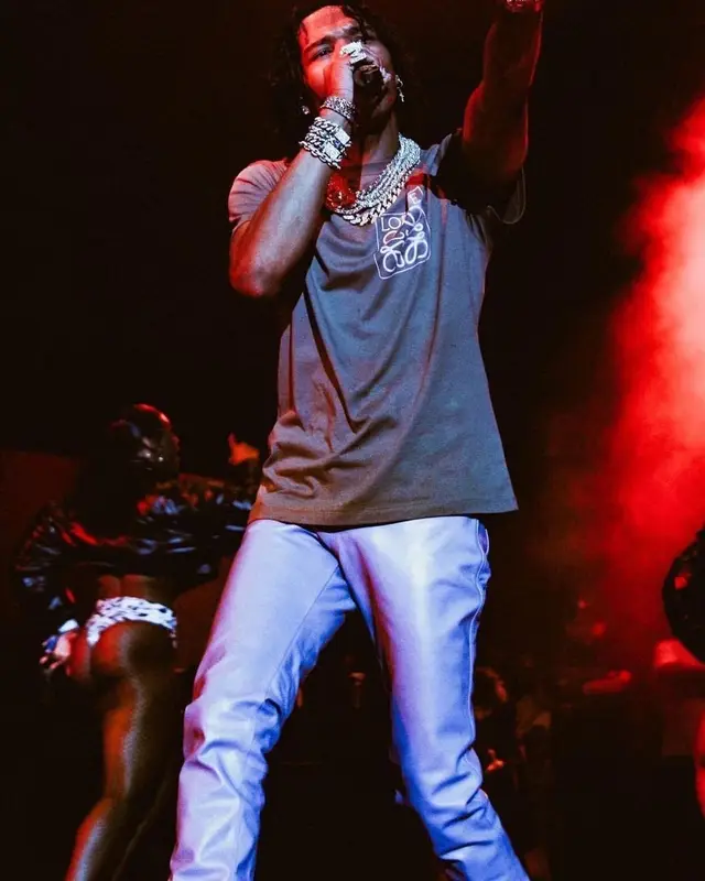 Lil Baby outfit in Loewe, Lanvin, and A Ma Maniere, 2022