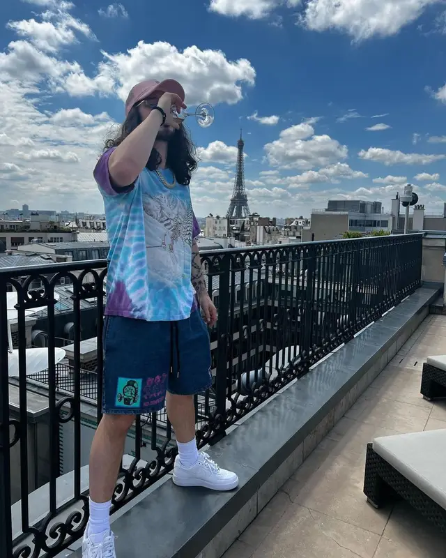 Russ outfit in Grateful Dead, Nike, and Camp High, 2022