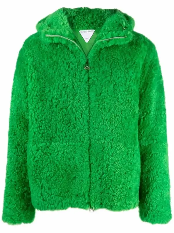 Bottega Veneta Parakeet High Neck Relaxed Fit Shearling Bomber Jacket $7500