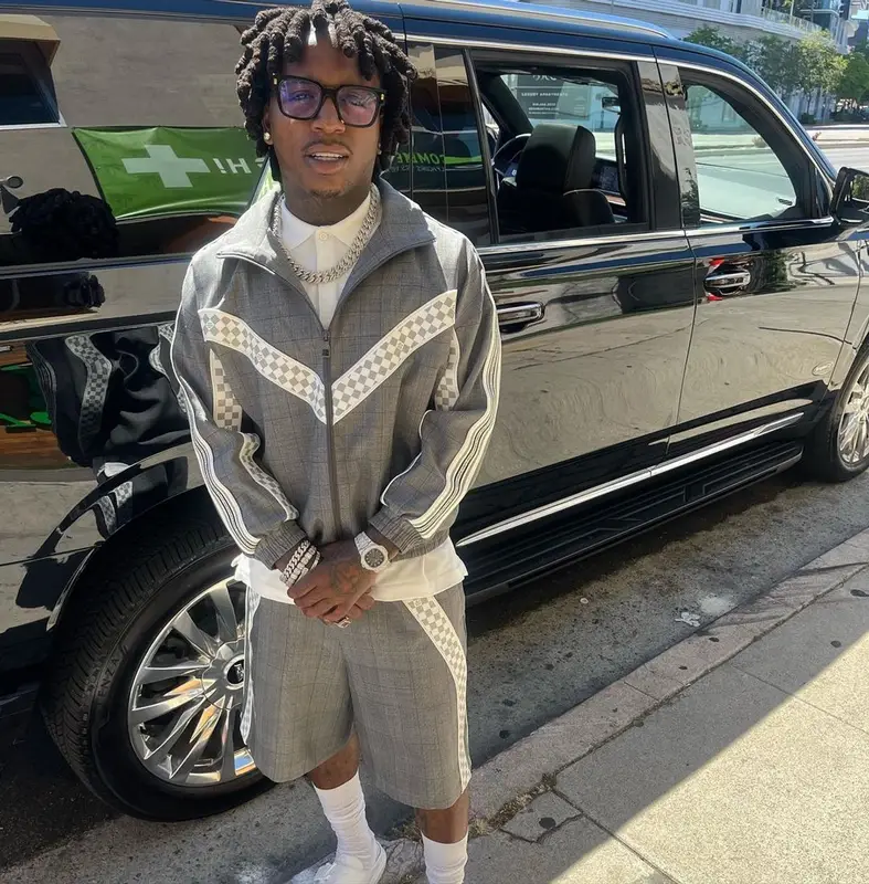 Jacquees outfit in Louis Vuitton, 2022