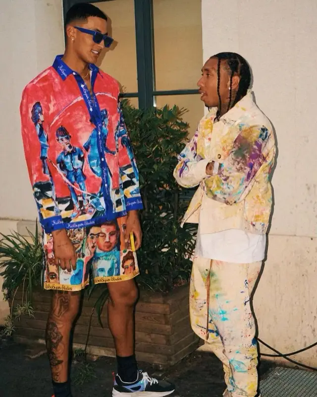Kyle Kuzma outfit in KidSuper, Puma, and Louis Vuitton, 2022