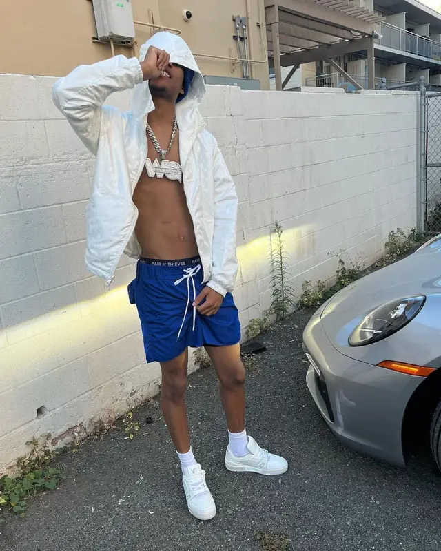 Nardo Wick outfit in Louis Vuitton and Pair of Thieves, 2022