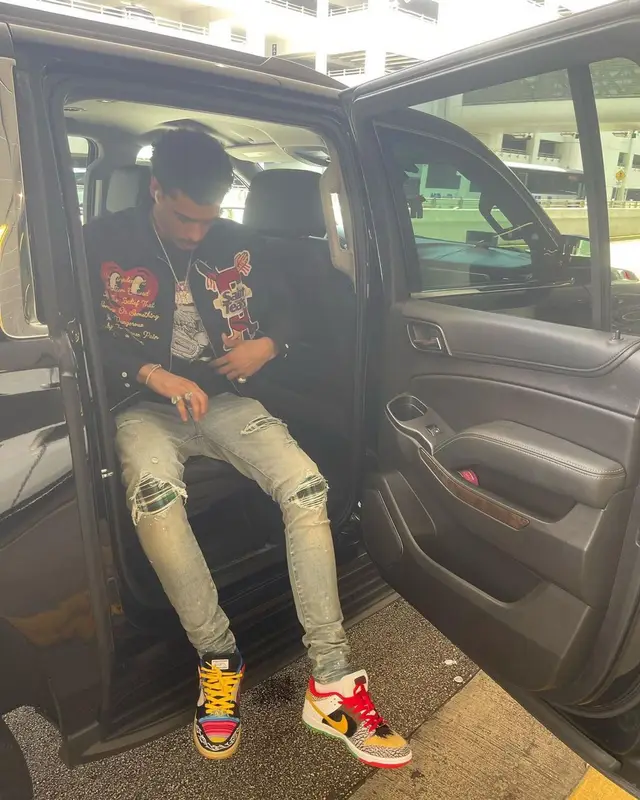 Jay Critch outfit in Denim Tears, Amiri, and Nike, 2022