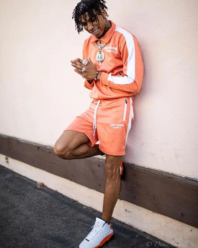NLE Choppa outfit in Keep Chasing Clothing Co and Jordan, 2021
