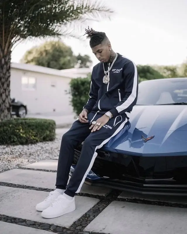 NLE Choppa outfit in Keep Chasing Clothing Co and Nike, 2021