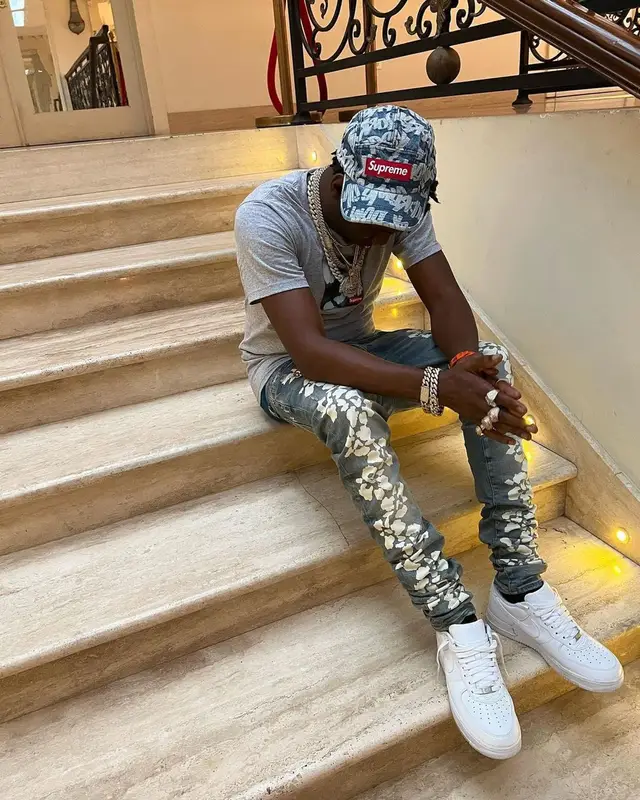 Shawny Binladen outfit in Amiri, Nike, and Supreme, 2022