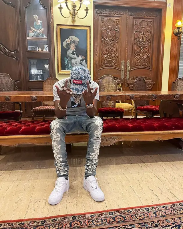 Shawny Binladen outfit in Amiri, Nike, and Supreme, 2022