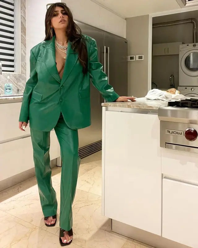 Mia Khalifa outfit in Rotate Birger Christensen and Off-White, 2021
