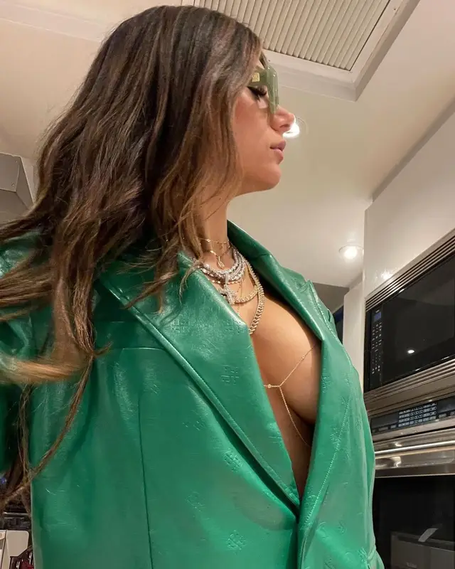 Mia Khalifa outfit in Rotate Birger Christensen and Off-White, 2021