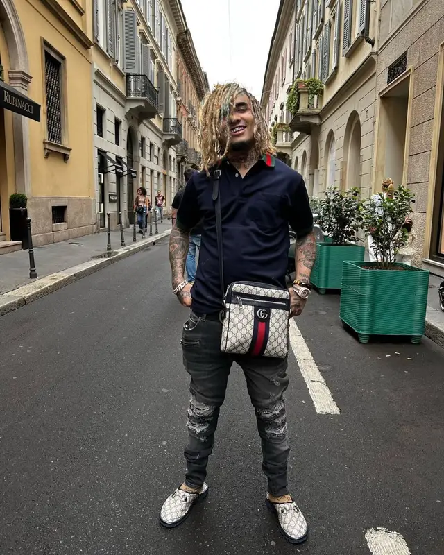 Lil Pump outfit in Gucci and Balmain, 2022