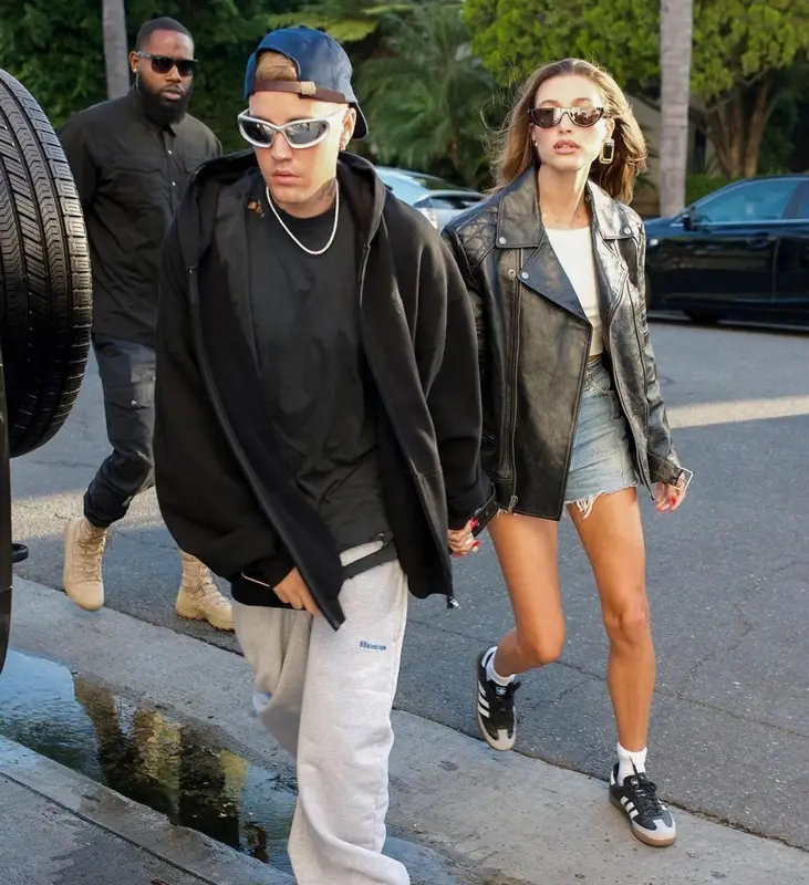 Hailey Bieber outfit in EB Denim, 2022