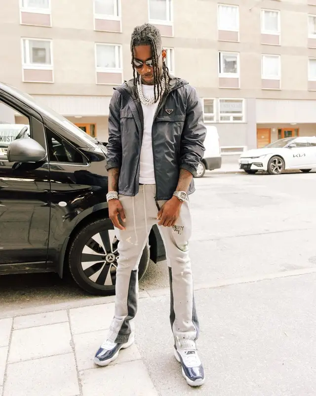 Polo G outfit in Prada, Gallery Dept., and Jordan, 2022