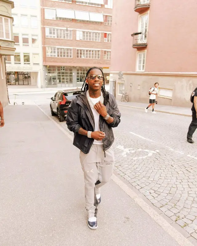 Polo G outfit in Prada, Gallery Dept., and Jordan, 2022