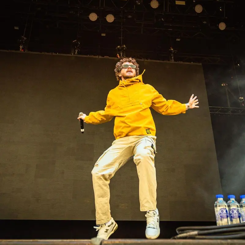 Jack Harlow outfit in Stone Island, New Balance, and Versace, 2022