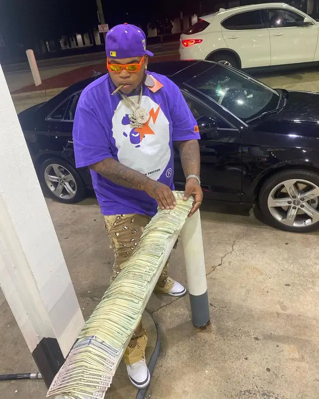 Big Yavo outfit in Bape, Gucci, and Heron Preston, 2022