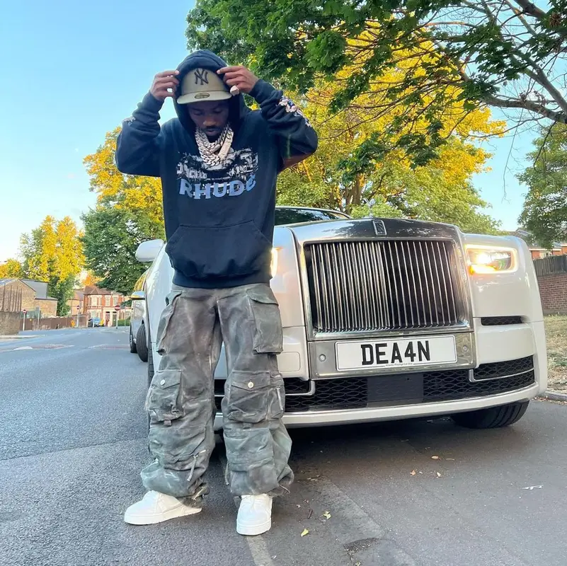Roddy Ricch outfit in Rhude, The Attico, and New Era, 2022