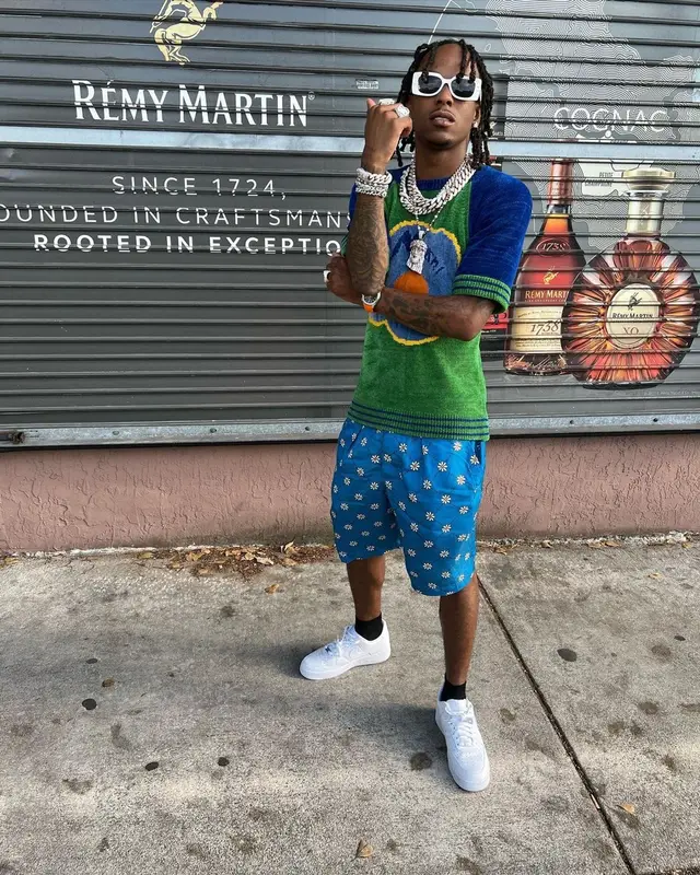 Rich The Kid outfit in Marni, Nike, and Dior, 2022