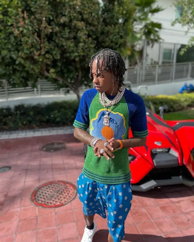 Rich The Kid outfit in Marni, Nike, and Dior, 2022