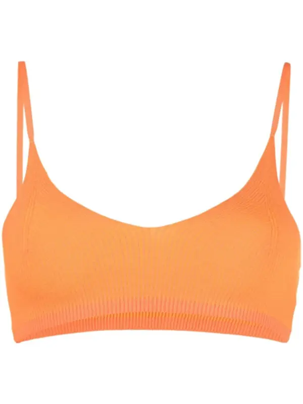 Jacquemus Valensole Knitted Orange Crop Bralette $165
