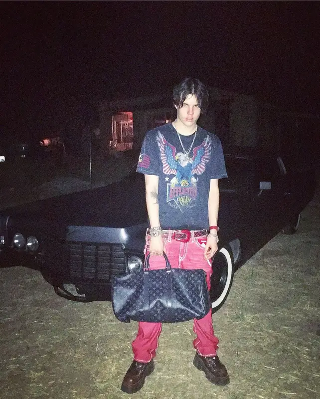 Sematary outfit in True Religion, B.B. Simon, and Louis Vuitton, 2022