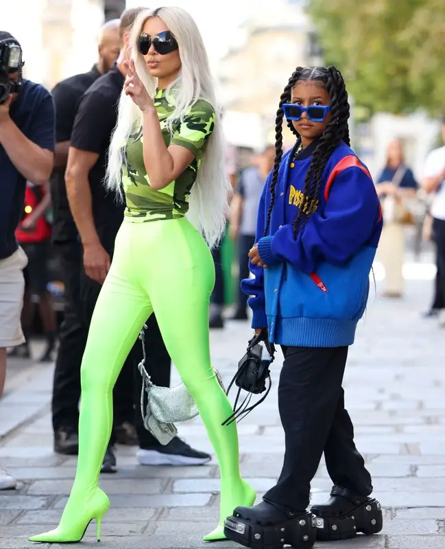 North West outfit in Pastelle, Balenciaga, and Louis Vuitton, 2022