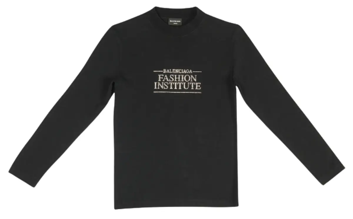 Shop Balenciaga Fashion Institute Fitted Long Sleeve T-shirt