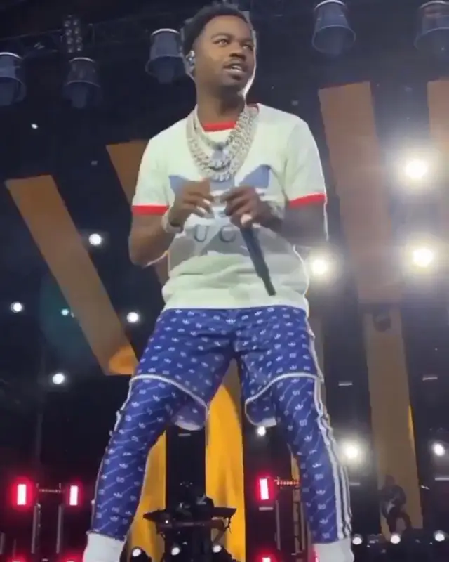 Roddy Ricch outfit in Gucci, Adidas, and Polo Ralph Lauren, 2022