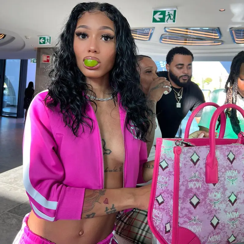 Coi Leray outfit in Telfar and MCM, 2022