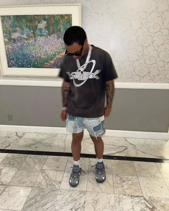 Lil Meech outfit in Gallery Dept., Supreme, and Hanes, 2022