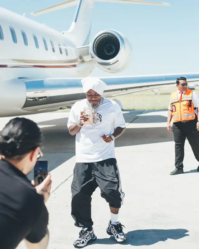 DaBaby outfit in Balenciaga and Louis Vuitton, 2022