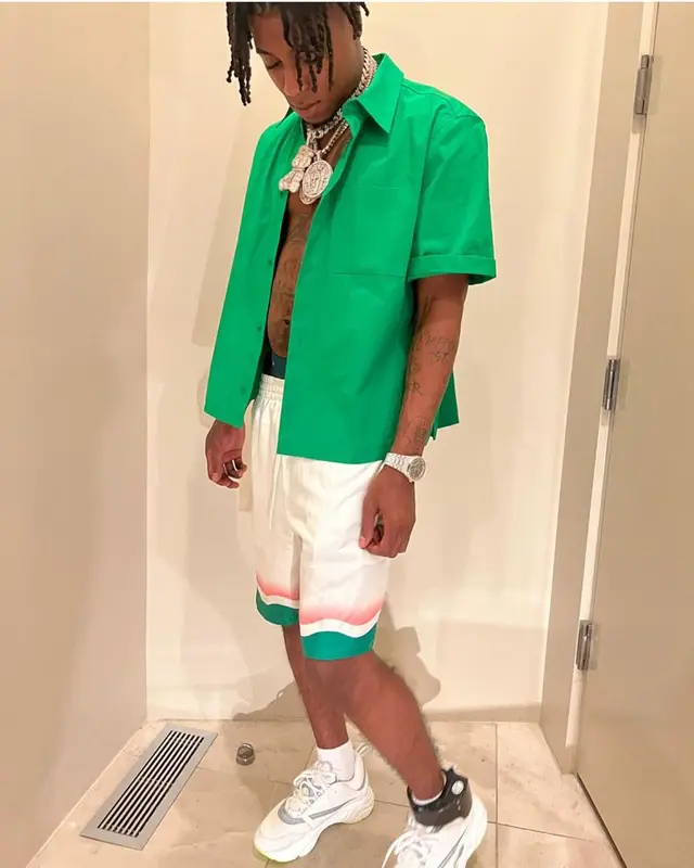 NBA YoungBoy outfit in Bottega Veneta, Casablanca, and Dior, 2022