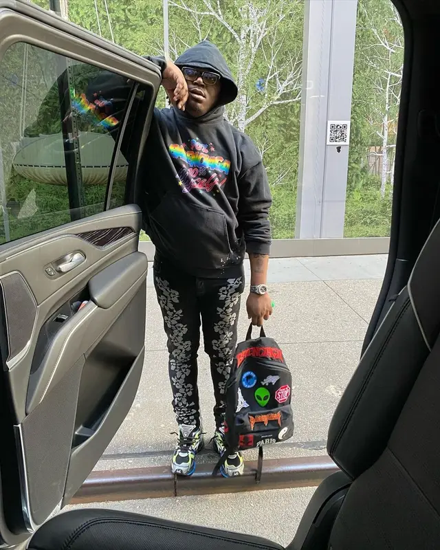 Lucki outfit in Balenciaga and Amiri, 2022