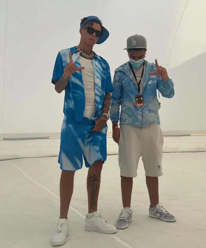 Central Cee outfit in Blue Sky Inn, Nike, and Supreme, 2022